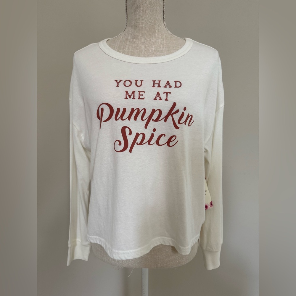 Altar’d State White Long Sleeve 'Pumpkin Spice' T-Shirt, NWT